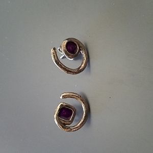 Asymmetrical silver post earrings NWOT